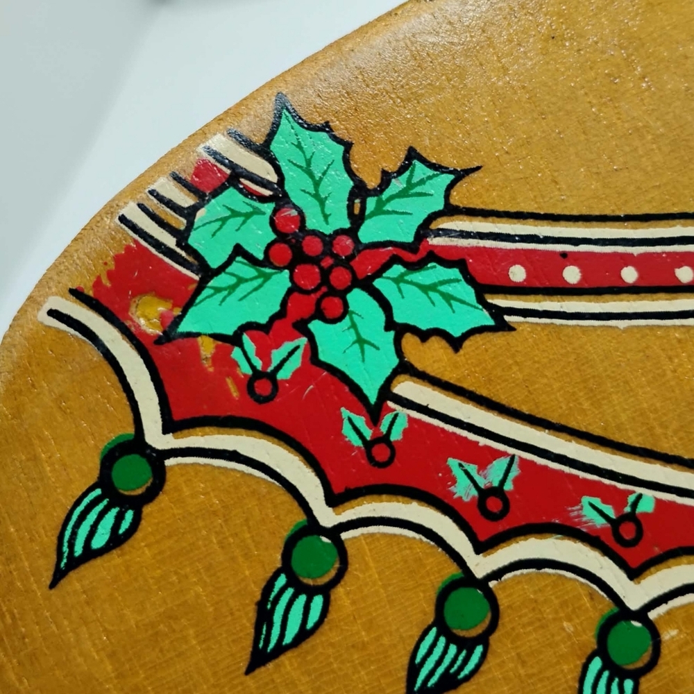 Vtg Christmas Hand Painted Wooden Rocking Horse Toy JAC Holiday Decor Folk Art - Picture 9 of 13